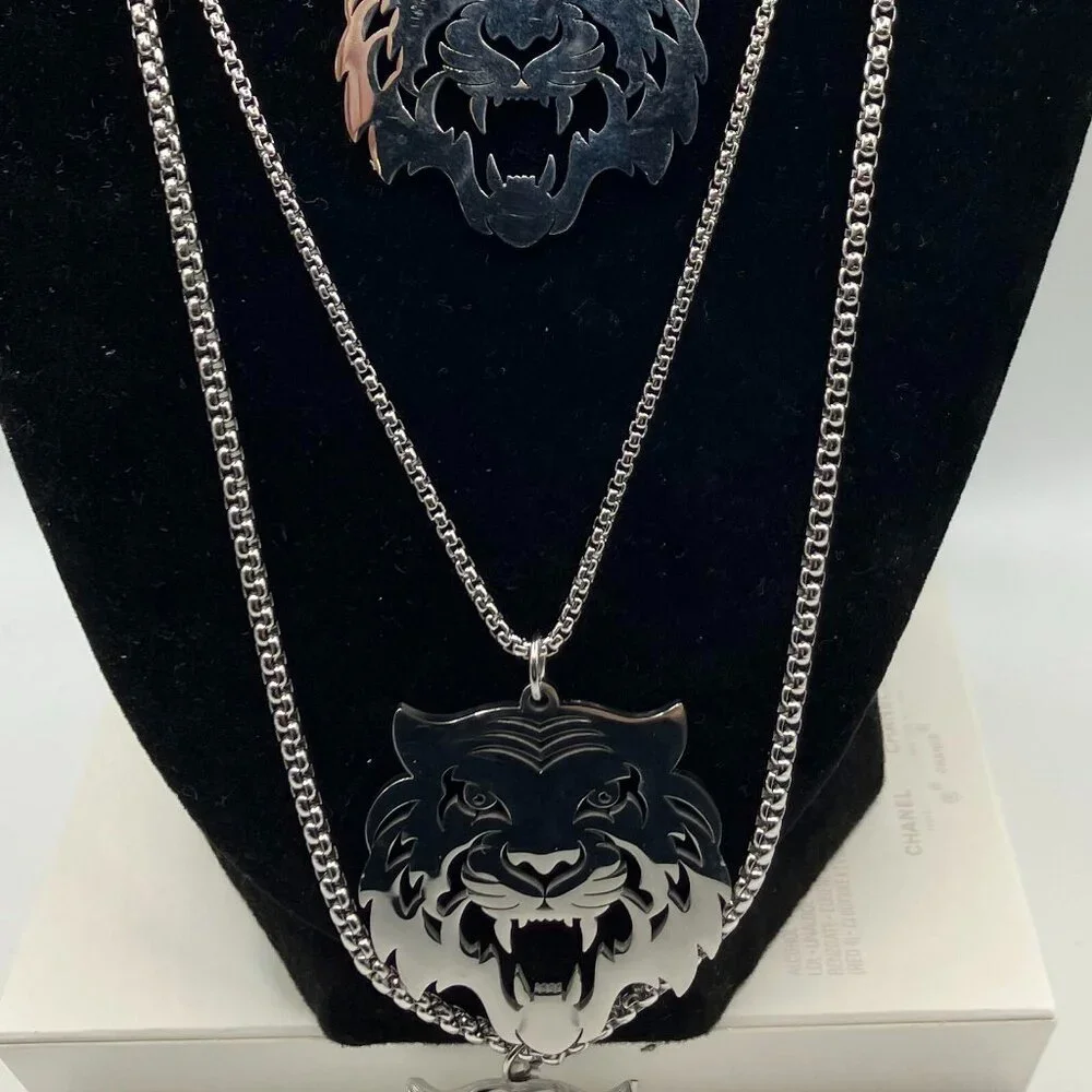 Stainless Steel Tiger Pendant Necklace Laser Cut Pendant + Choice of Chain